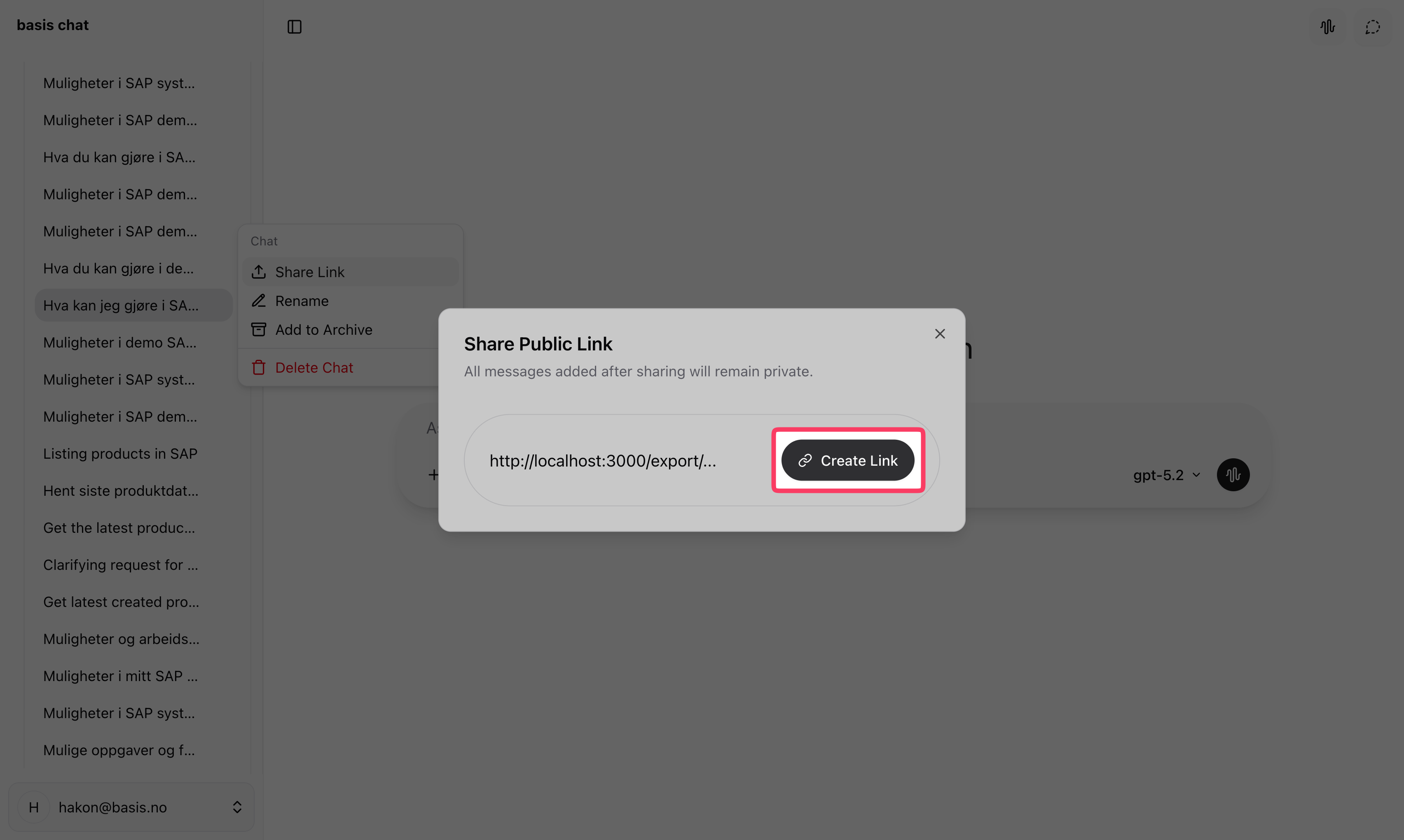 Share dialog